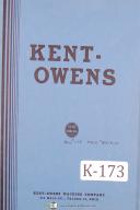 Kent-Owens-Kent-Kent Owens No. 2-20 Hydraulic Milling Operations Set-Up and Maintenance Manual-2-20-2-20 ODS-2-20 V-06